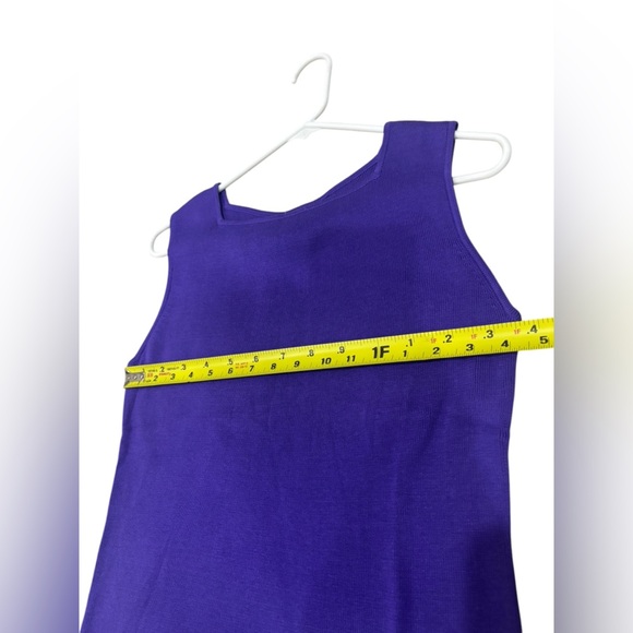 Vintage CLIO Silk & Cotton Beaded Fringe Top M Purple Square Neck Tank Pullover - Picture 5 of 7